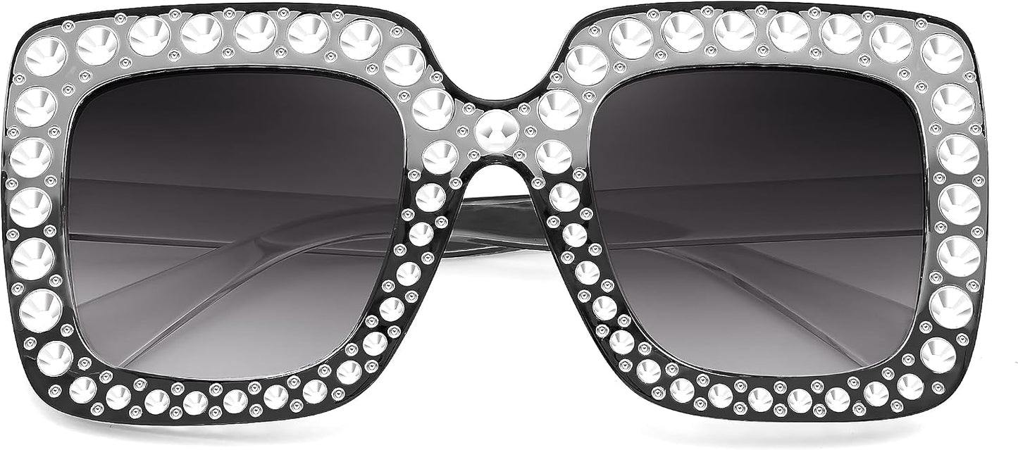 商品图片 23 | B0CFHLB4YT | FEISEDY Kids Sunglasses for Girls Oversized Square Sparkling Party Sun Glasses Lightweight Fashion Shades B0053