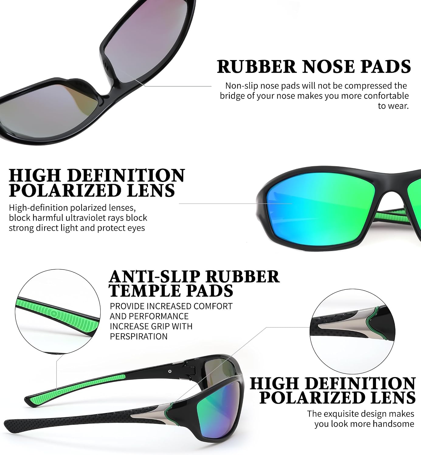 商品图片 14 | B09CT4VMCM | FEISEDY Classic Men Polarized Sports Sunglasses Night Driving Yellow Lenses Cycling Fishing Driving Glasses B2674