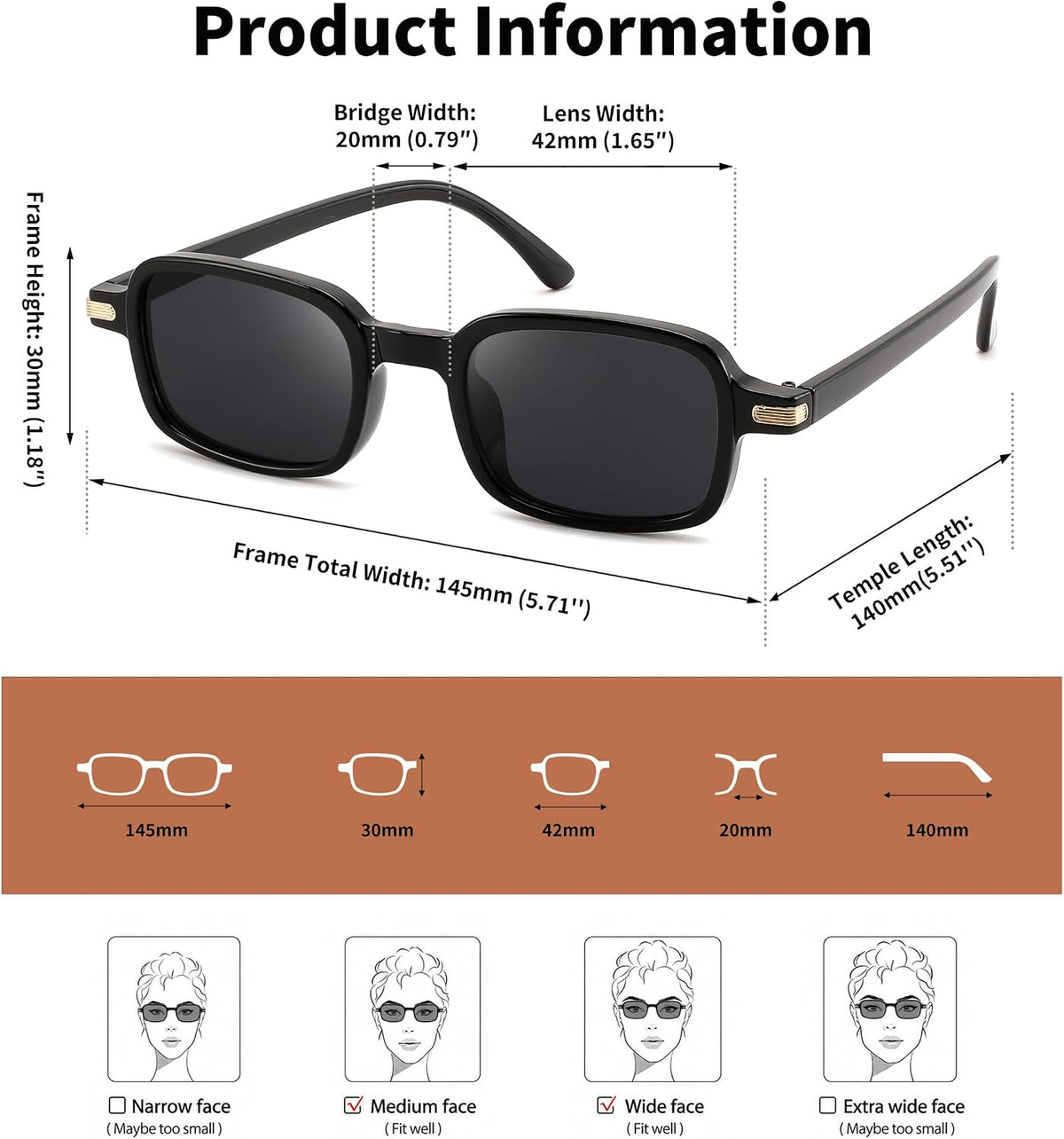 ÉÌƷͼƬ 6 | B0H1B921MS | FEISEDY Trendy Rectangle Sunglasses Womens Mens Narrow Square Shades B0449