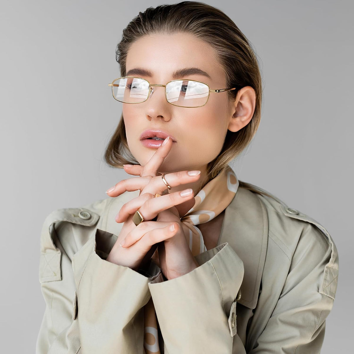 ÉÌƷͼƬ 2 | B0DQ3B3RQP | FEISEDY Vintage Blue Light Glasses for Women Metal Y2K Rectangle Glasses Gold Silver Fake Nerd Eyewear Frame B0271