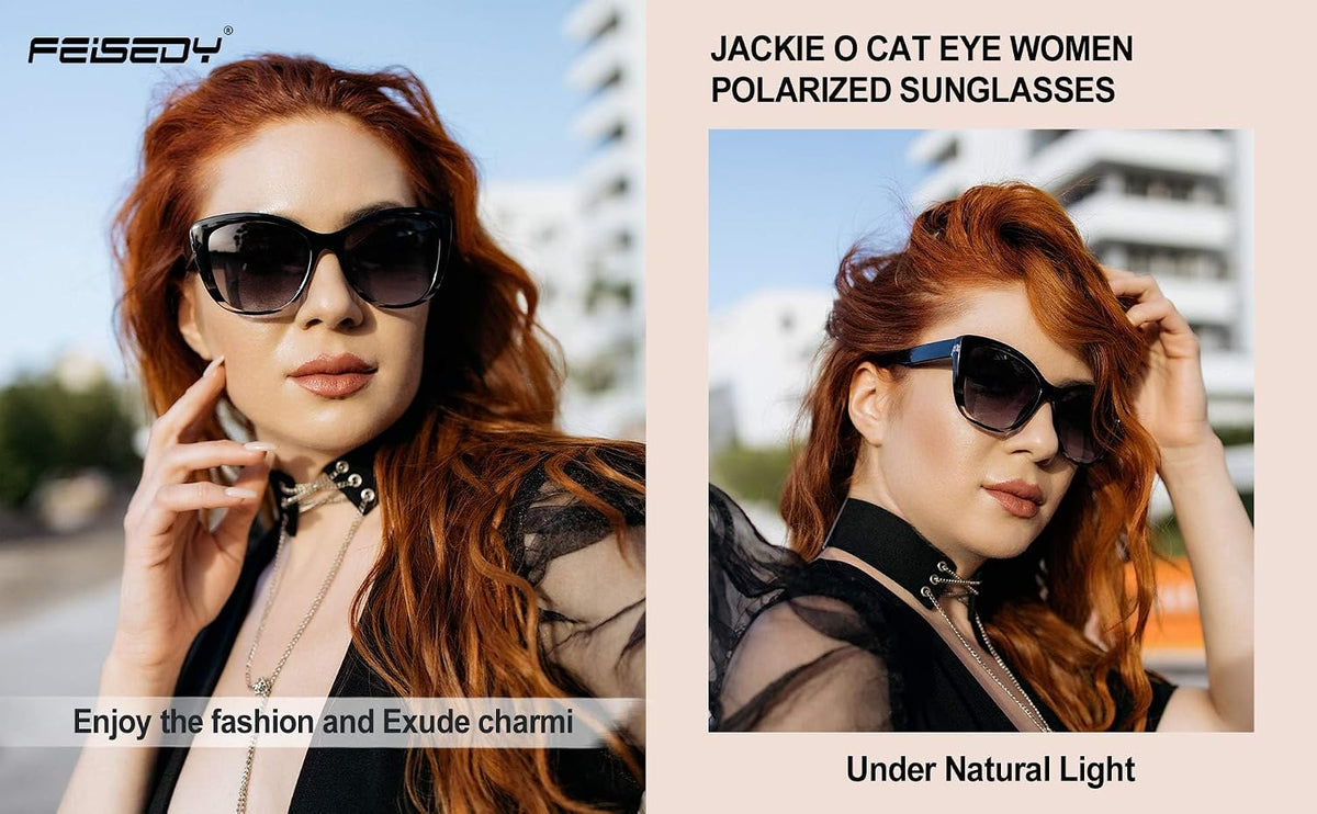 ÉÌƷͼƬ 92 | B07M9V125F | FEISEDY Polarized Vintage Sunglasses American Womens Square Jackie O Cat Eye Sunglasses B2451