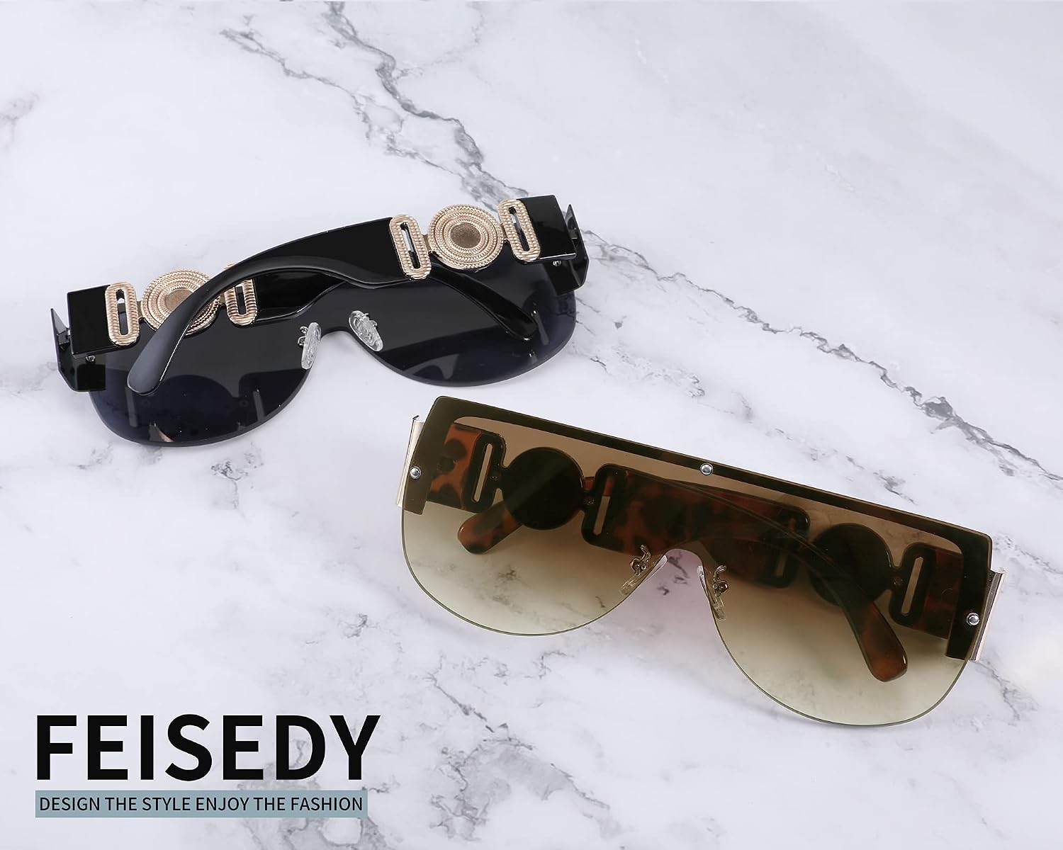 商品图片 13 | B095WNLFX1 | FEISEDY Fashion Oversized Sunglasses Women Trendy Designer One Piece Stylish UV400 Protection B2748