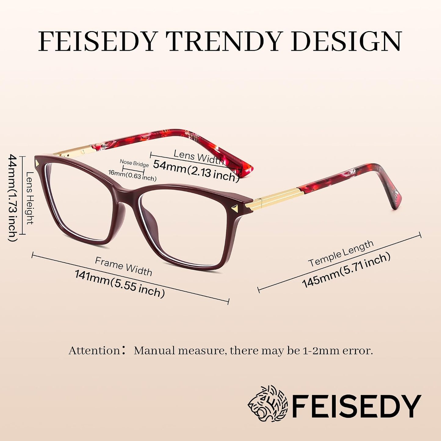 商品图片 11 | B0FZT81LLR | FEISEDY Blue Light Glasses for Women Men TR90 Computer Phone Gaming B0370 | Blue Light Blocking Glasses, Anti Eyestrain and Glare, Soft Comfortable Fit with Spring Hinges