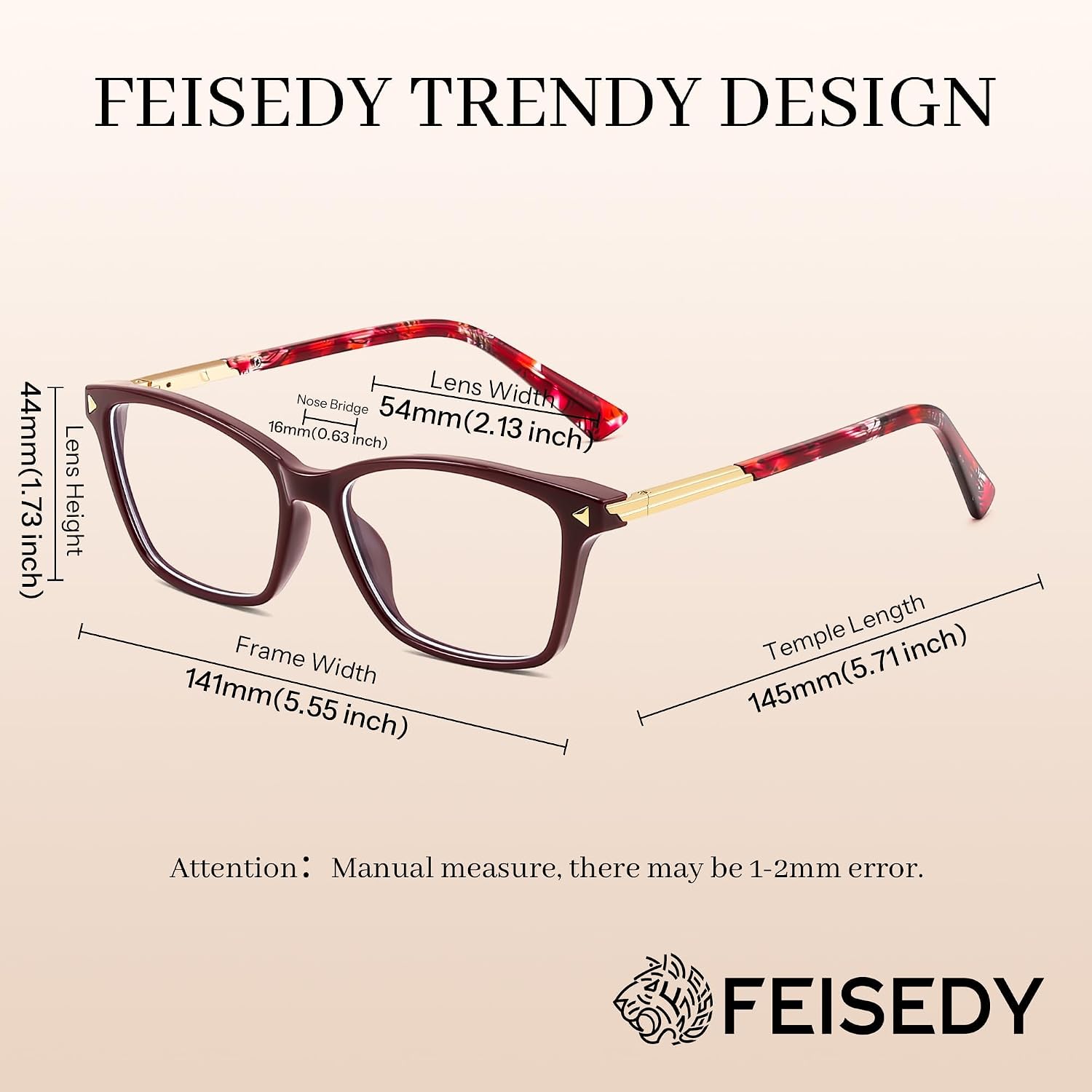 商品图片 11 | B0FZT81LLR | FEISEDY Blue Light Glasses for Women Men TR90 Computer Phone Gaming B0370 | Blue Light Blocking Glasses, Anti Eyestrain and Glare, Soft Comfortable Fit with Spring Hinges