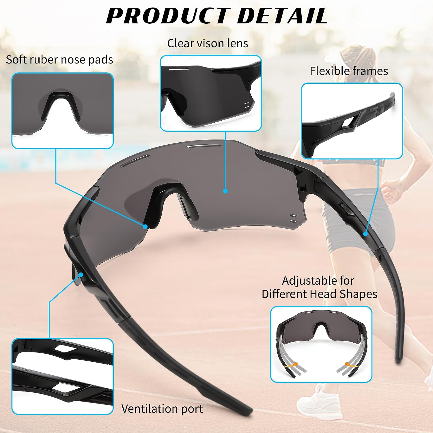 商品图片 32 | B0DB5PJ1BJ | FEISEDY Cycling Glasses Sports Sunglasses for Men Women, Youth Kids Baseball Softball Running Sunglasses B0223
