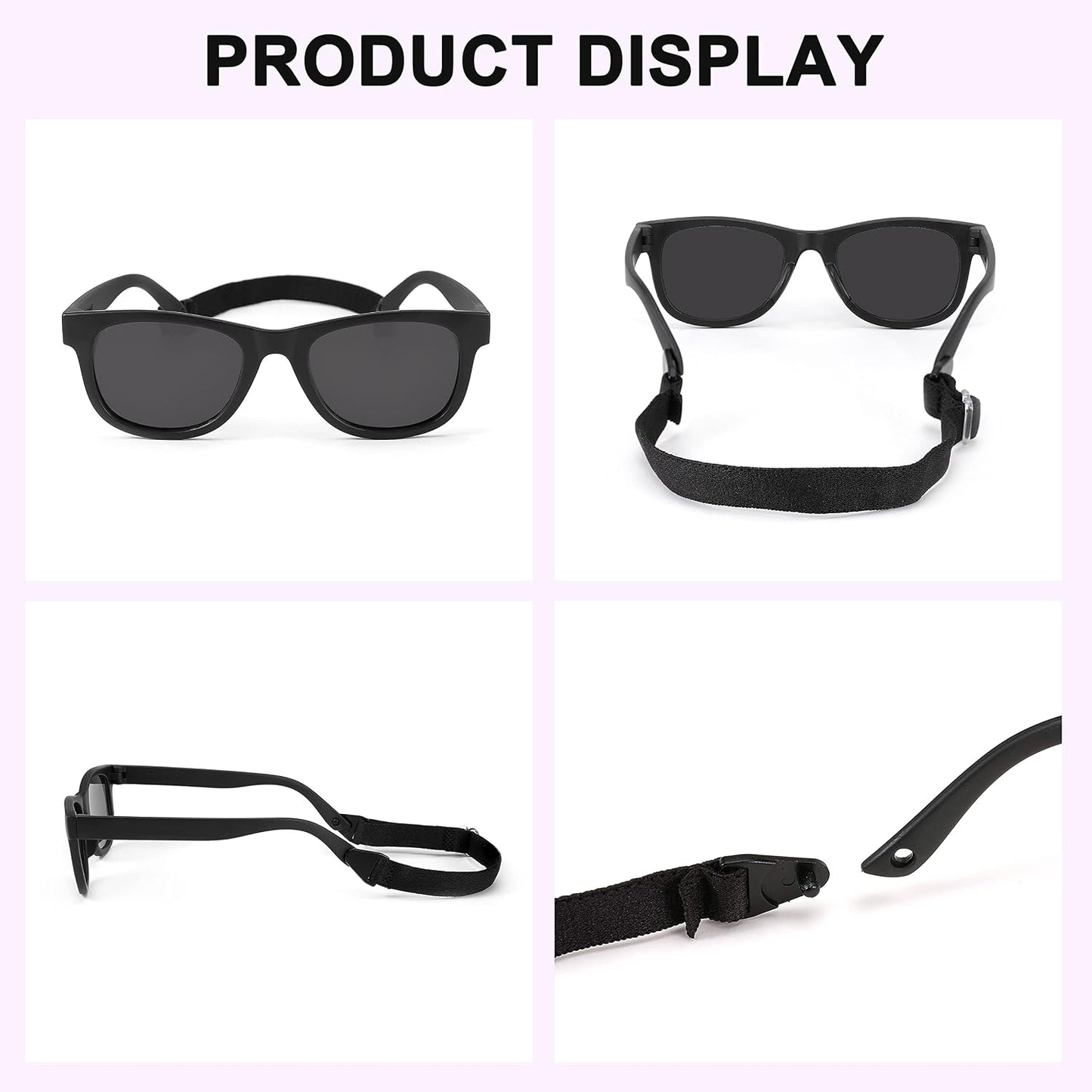 商品图片 3 | B0BQC69987 | FEISEDY Kids Polarized Sunglasses Toddler Sunglasses Flexible Frame with Strap for Baby Girls Boys Age 2-8 B2352