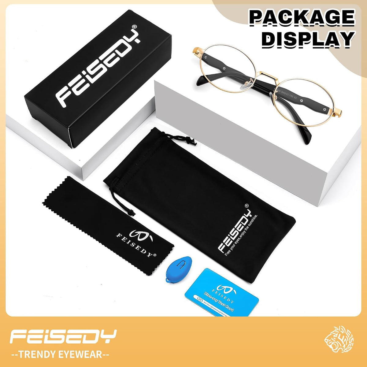 ÉÌƷͼƬ 7 | B0FN7QDKSP | FEISEDY Retro Oval Blue Light Glasses for Women Men, Vintage Trendy Classic Eyeglasses B0325