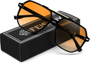 Black/Gradient Yellow / 57 Millimeters | B0H71F1PNF | FEISEDY Retro Aviator Sunglasses for Women Men 70s Square Sun Glasses B0281