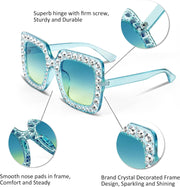 ÉÌƷͼƬ 35 | B077GMJCV8 | FEISEDY Women Sparkling Crystal Sunglasses Oversized Square Thick Frame B2283