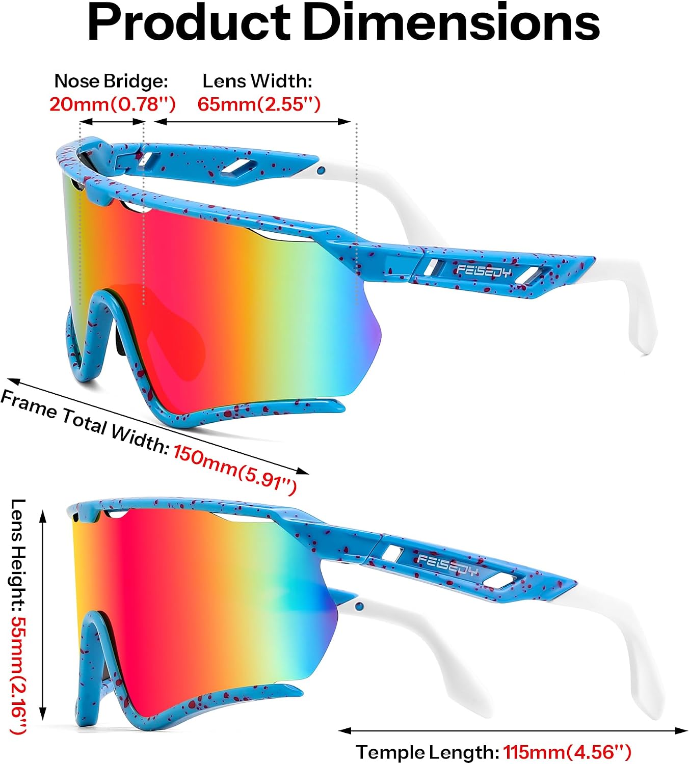 商品图片 22 | B0FL29WPXL | FEISEDY Sports Sunglasses for Men Women Youth Baseball Cycling Running Softball Biking Glasses B0305