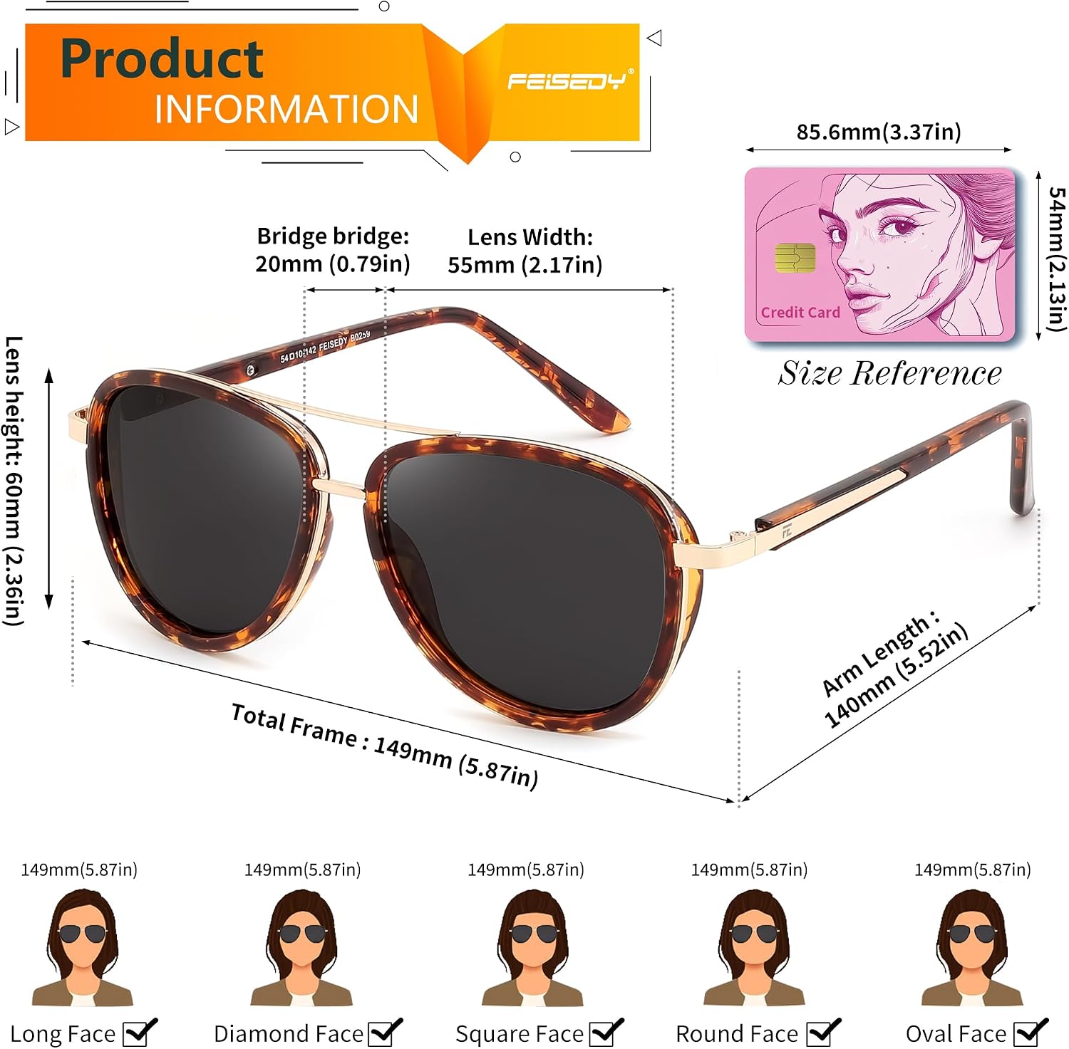 商品图片 11 | B0FPQ6L6K1 | FEISEDY Retro Polarized Aviator Sunglasses for Women Men B0259