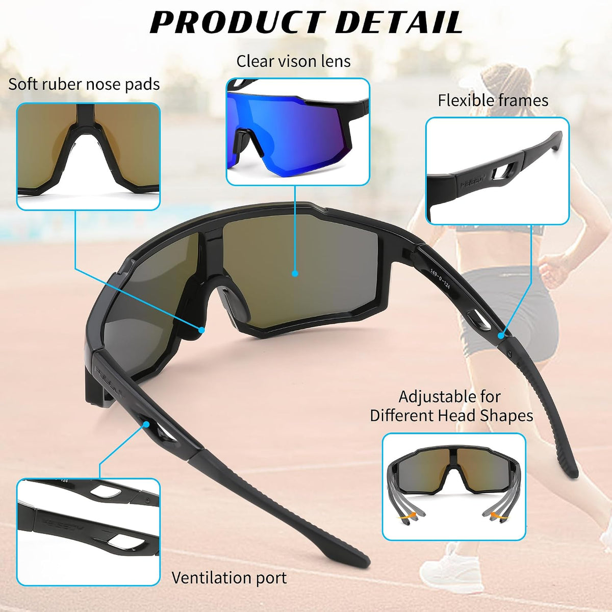 ÉÌƷͼƬ 93 | B0DTYL7JBV | FEISEDY Sports Sunglasses for Men, Women and Teens - Baseball, Biking, Cycling UV400 Protection B2388