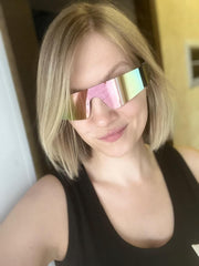 ÉÌƷͼƬ 45 | B0B1V45SXC | FEISEDY Y2K Futuristic Sunglasses Women Men Rimless One Piece Miorred B2927