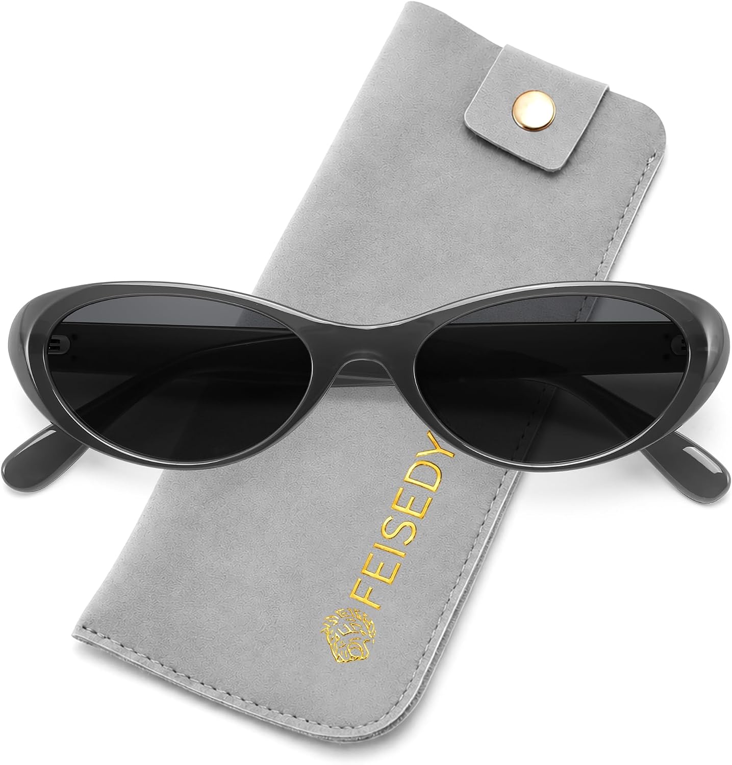 Transparent Grey Frame Grey Lens / 54 Millimeters | B0H6VYCPFR | FEISEDY Retro Oval Polarized Sunglasses for Women Cat Eye TR90 Shades B0460