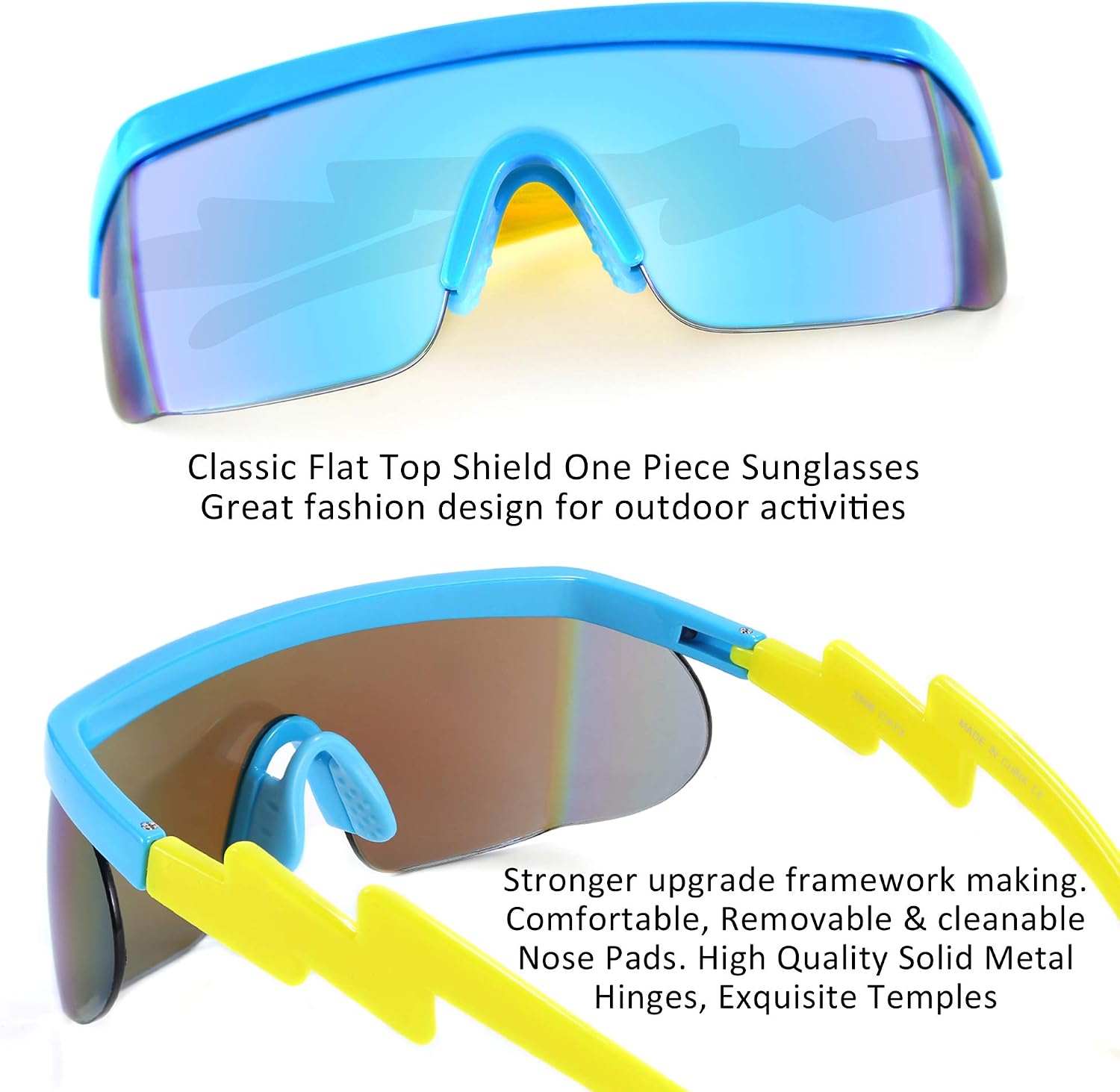 商品图片 70 | B096SD9GGG | FEISEDY Oversized Mirror Shield Sport 80s Sunglasses Ski Goggles Flat Top One Piece Futuristic Visor Women Men B2522