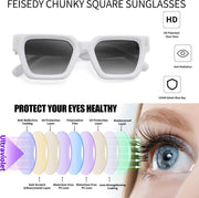 ÉÌƷͼƬ 13 | B0CHMMTXNK | FEISEDY Retro Rectangle Sunglasses Trendy Chunky Square Sun Glasses for Women Men UV400 Protection B0073