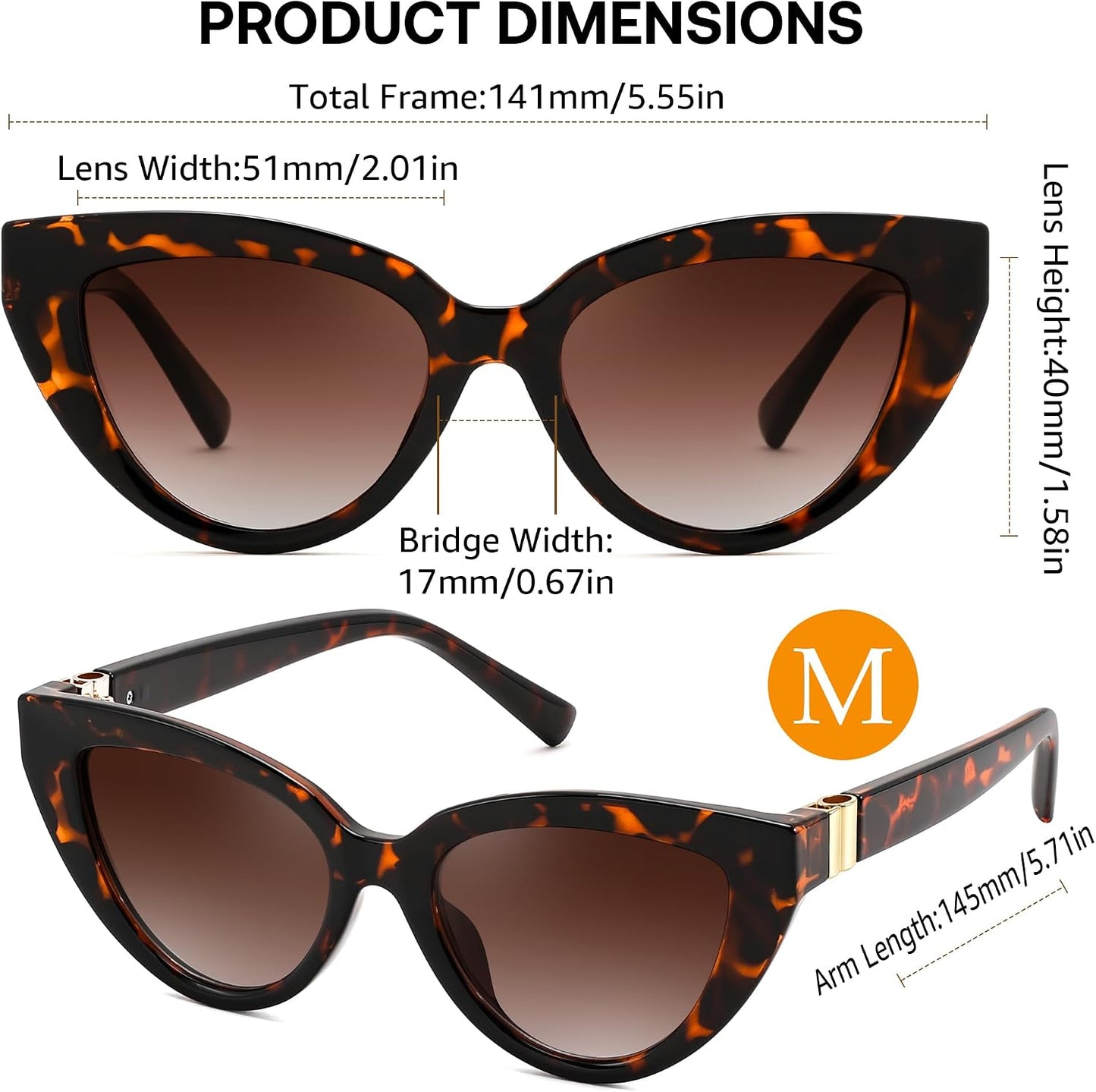 商品图片 18 | B0GVF3CZ9N | FEISEDY Cat eye Sunglasses Polarized and Retro Stylish for Women Men B0428 | UV400 Protection, for Driving Fishing Beach Travel and Party, Metal Accents, Versatile Styling