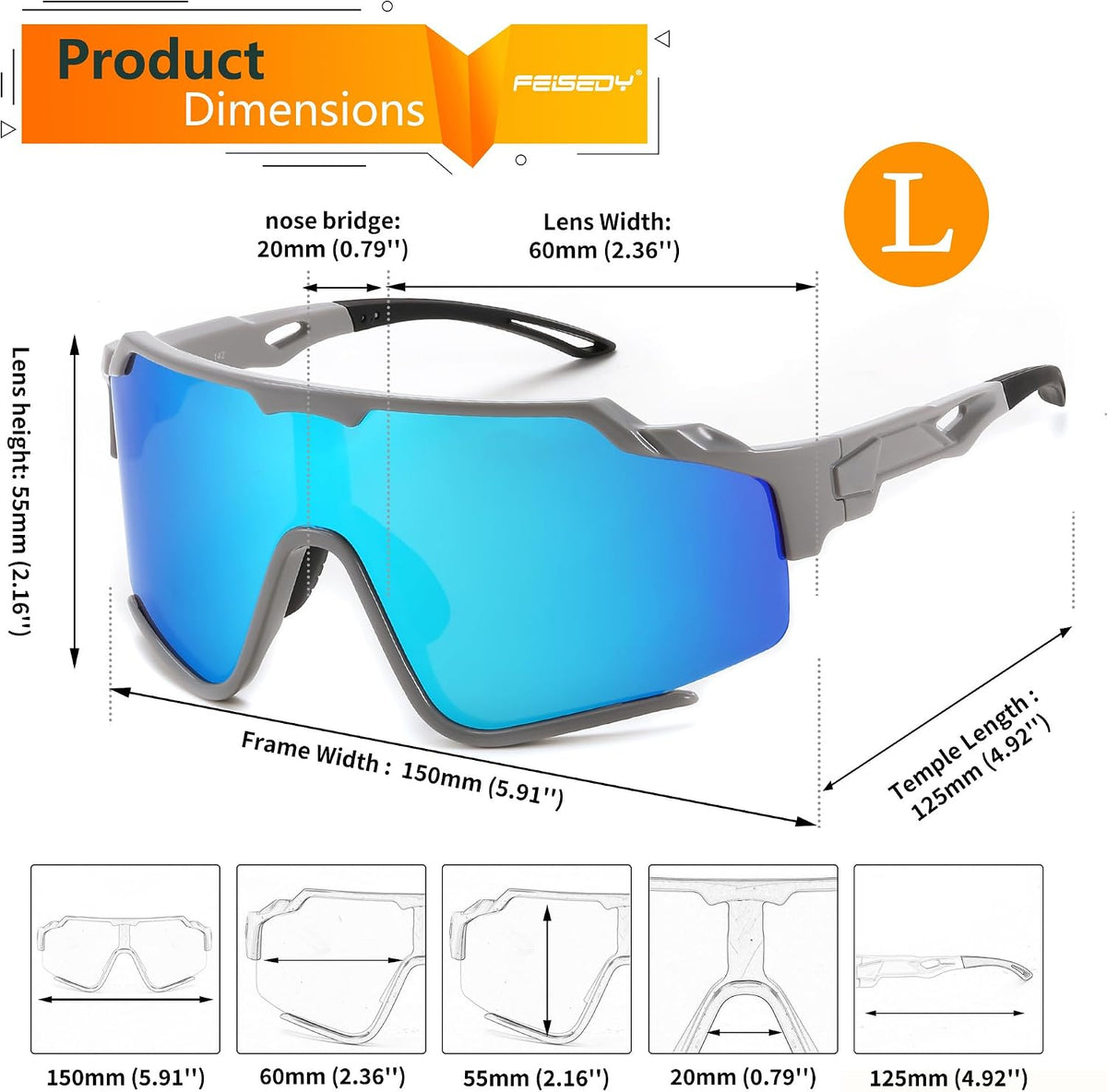 ÉÌƷͼƬ 27 | B0CTQ1VCY3 | FEISEDY Polarized Sports Sunglasses for Men Women, Baseball Cycling Fishing Sunglasses UV400 Protection B0134