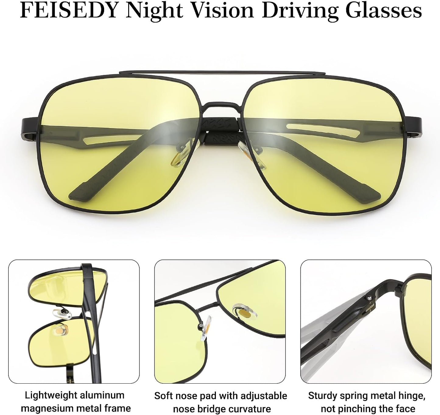 商品图片 11 | B0D6RBYFQB | FEISEDY Polarized Aviator Photochromic Sunglasses Men Women for Day and Night Driving Metal Frame B0172