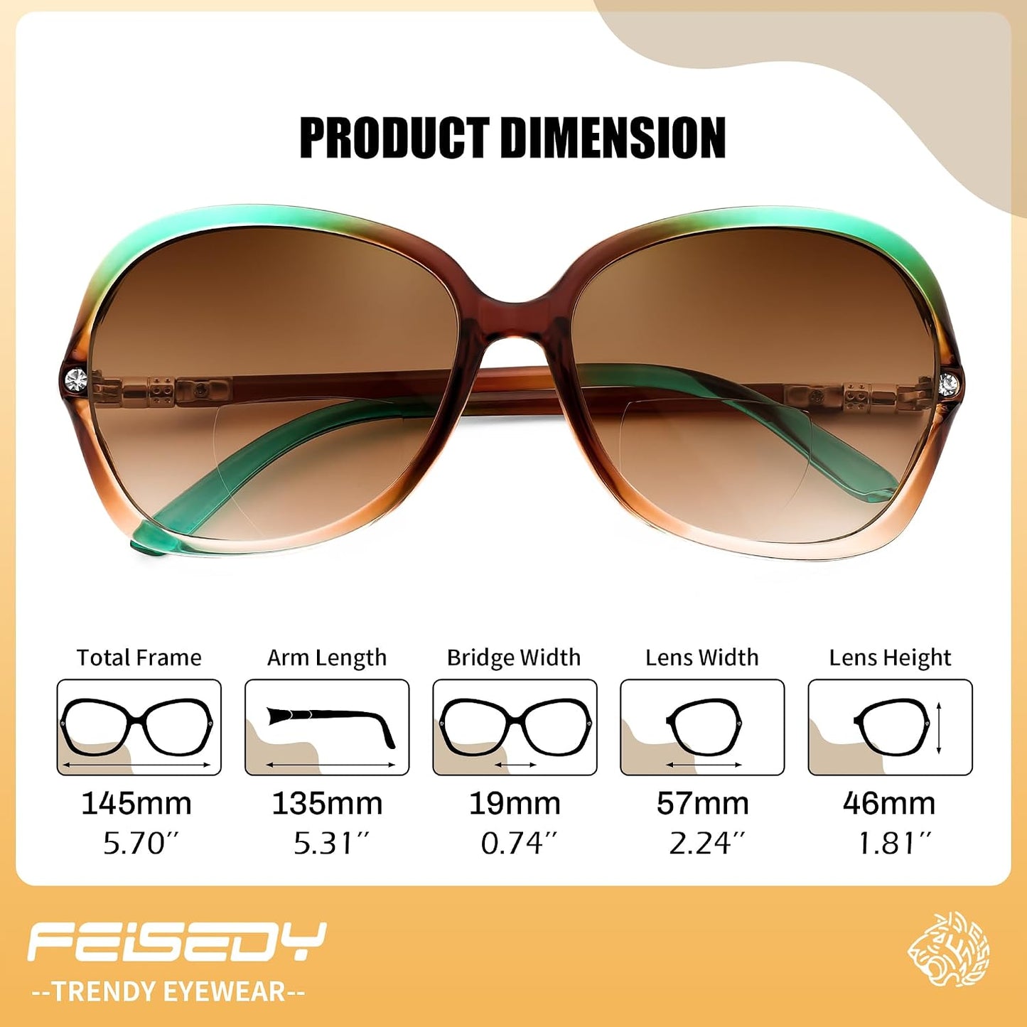 商品图片 7 | B0F8N9H1N8 | FEISEDY Fashion Bifocal Reader Sunglasses, Butterfly Reading Glasses B0286