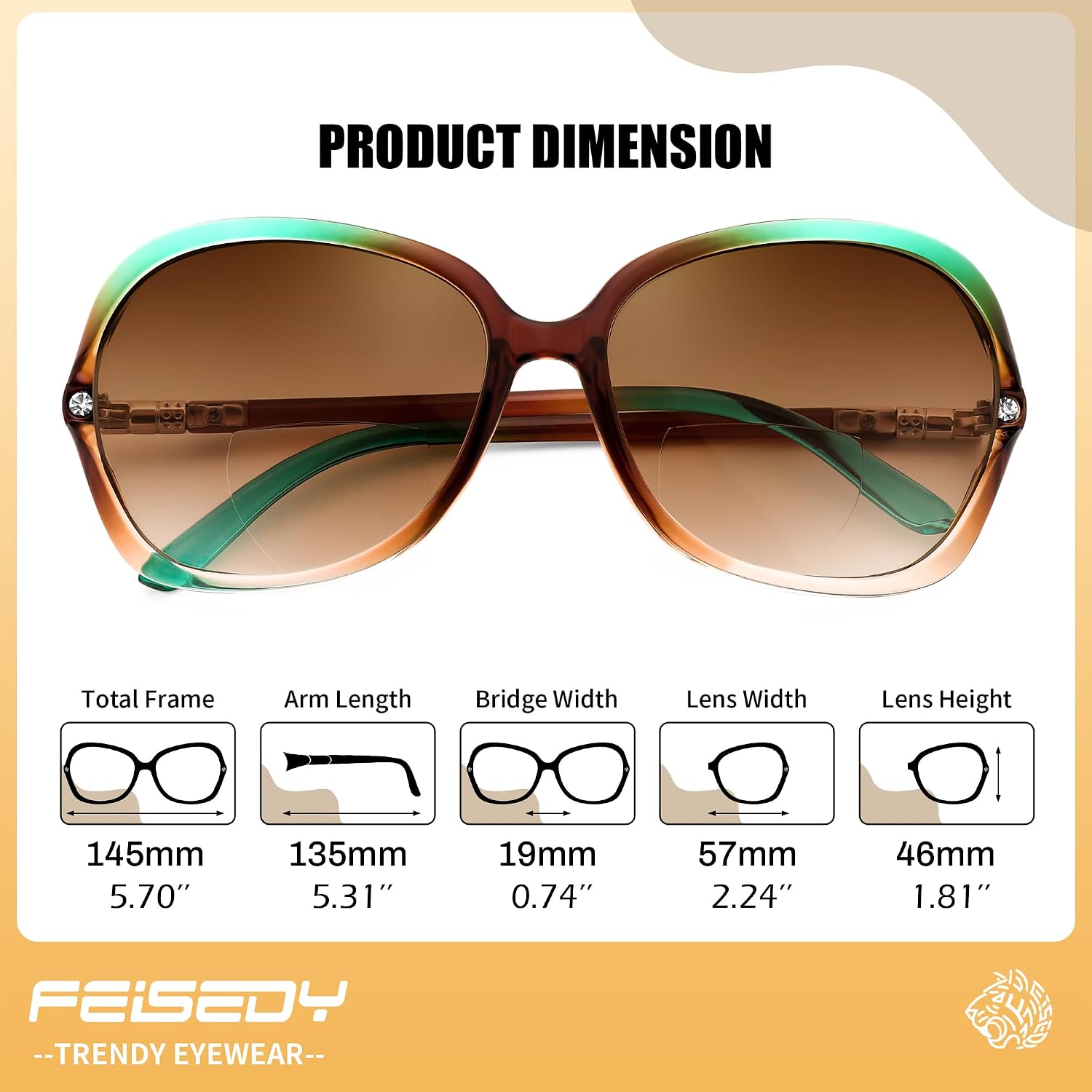 商品图片 7 | B0F8N9H1N8 | FEISEDY Fashion Bifocal Reader Sunglasses, Butterfly Reading Glasses B0286