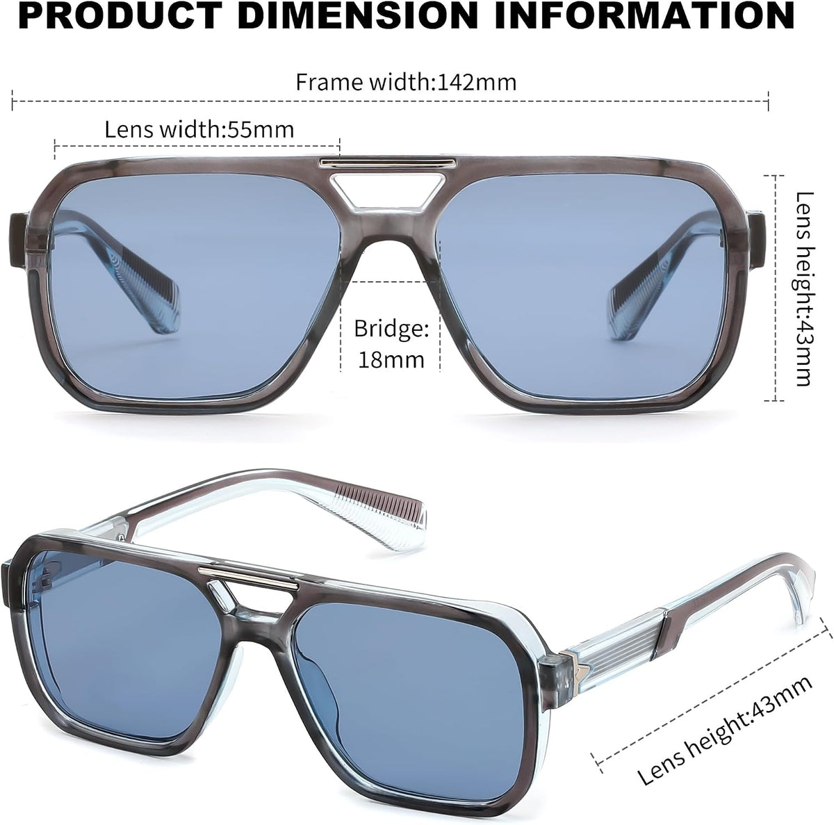 ÉÌƷͼƬ 24 | B0GLG5HZ1L | FEISEDY Retro Square Aviator Sunglasses for Men Women B0390