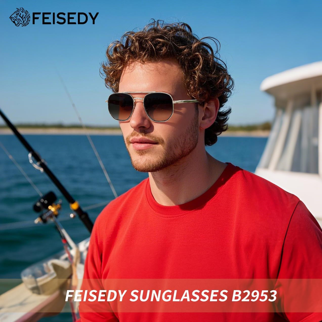 商品图片 3 | B0B38ZHMJL | FEISEDY Sunglasses Aviator Men Women 70s Sun Glasses Square Frame UV400 Protection B2953