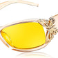 Z-butterfly(champagne) / 60 Millimeters | B0CRV8VPNG | FEISEDY Classic Womens Night Glasses Driving Anti Glare Wrap Around Yellow Sunglasses B2548