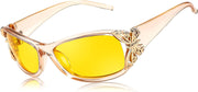 Z-butterfly(champagne) / 60 Millimeters | B0CRV8VPNG | FEISEDY Classic Womens Night Glasses Driving Anti Glare Wrap Around Yellow Sunglasses B2548