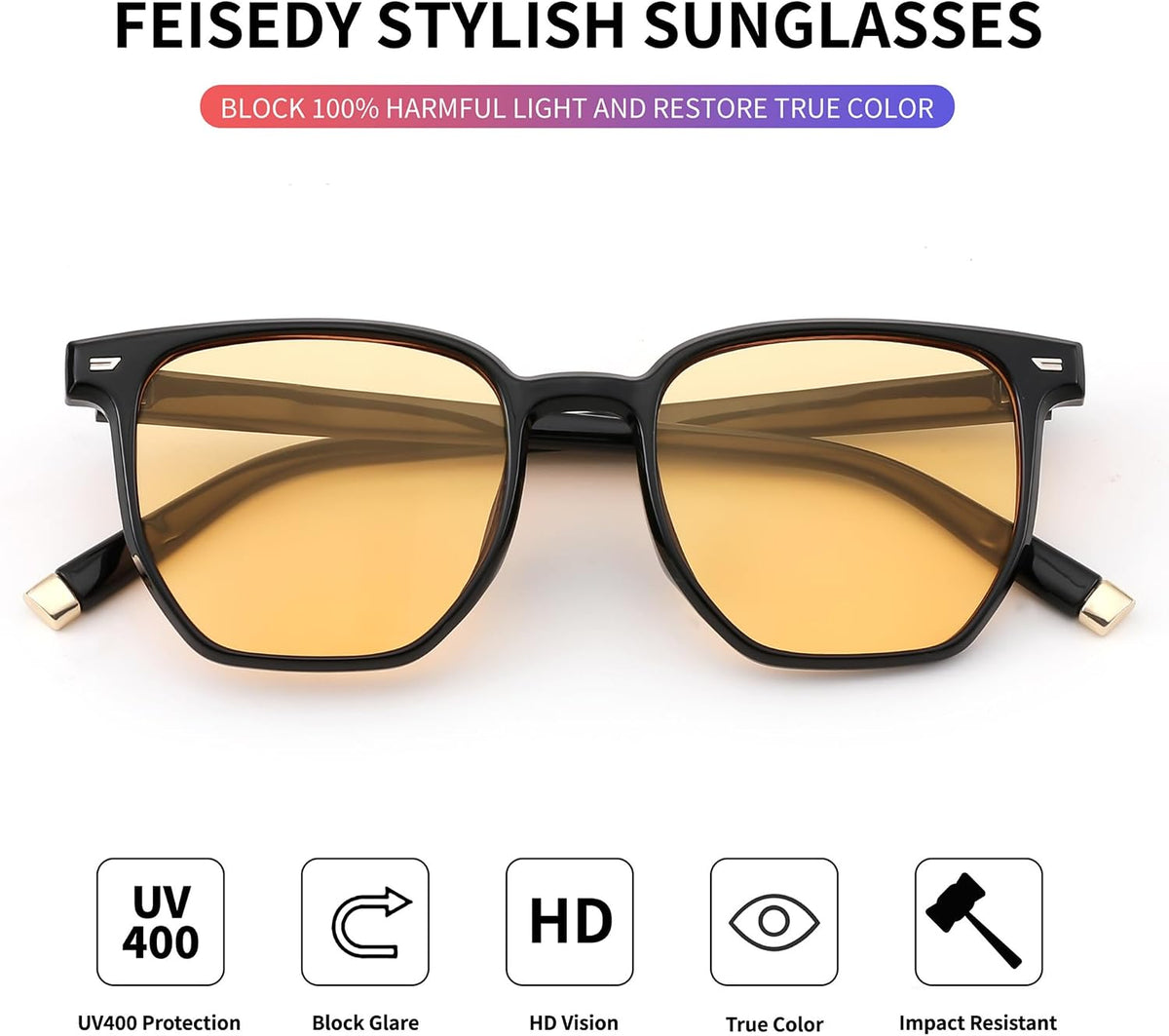 ÉÌƷͼƬ 26 | B0F58QMH7Q | FEISEDY Retro Square Sunglasses Women Men Trendy Rectangle Shades Vintage Sun Glasses B0274