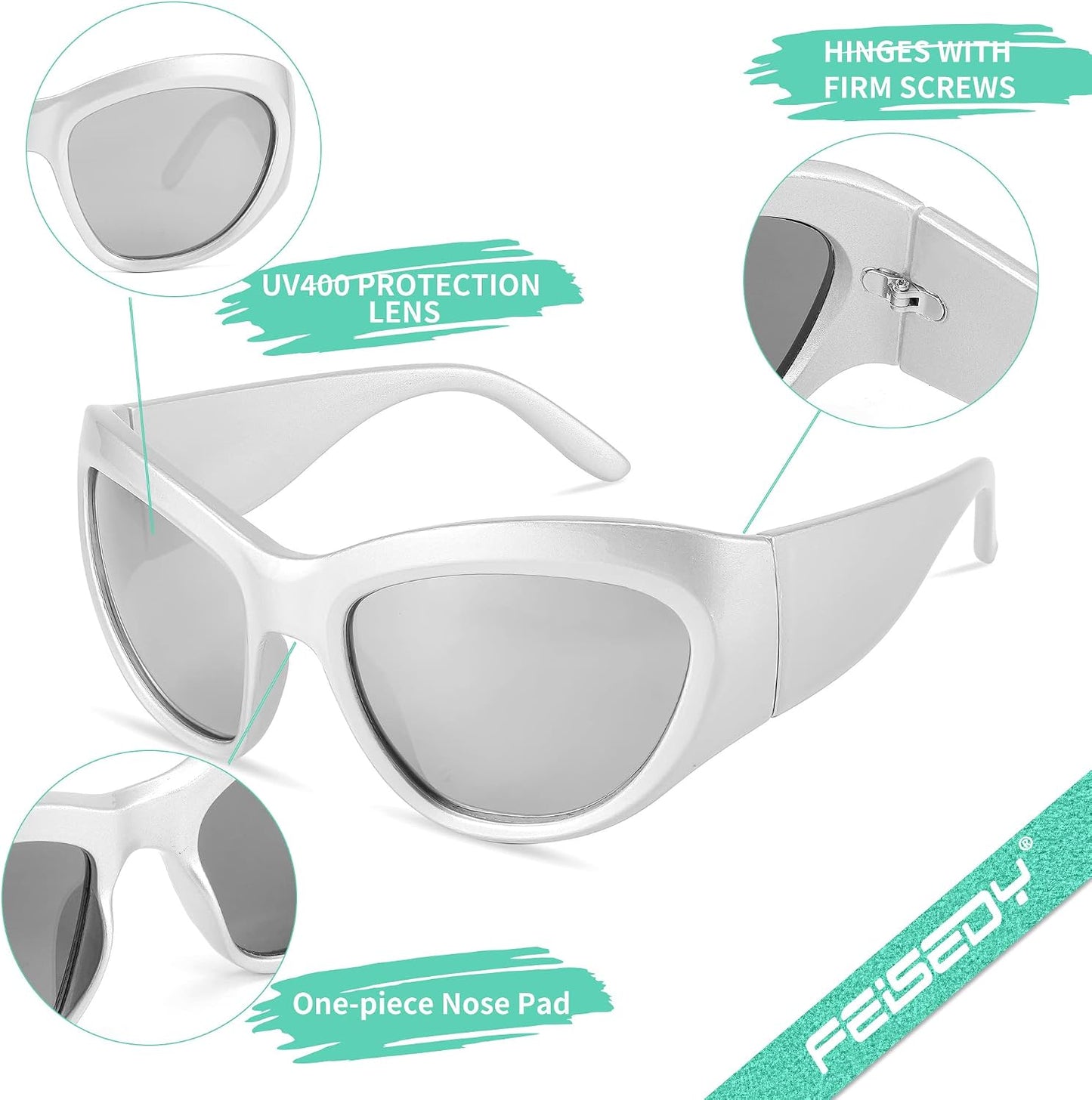商品图片 14 | B0BQBWYZF6 | FEISEDY Trendy Y2k Sunglasses Women Men Oversized Shield Sunglasses Fashion Wrap Around Futuristic Glasses B2359