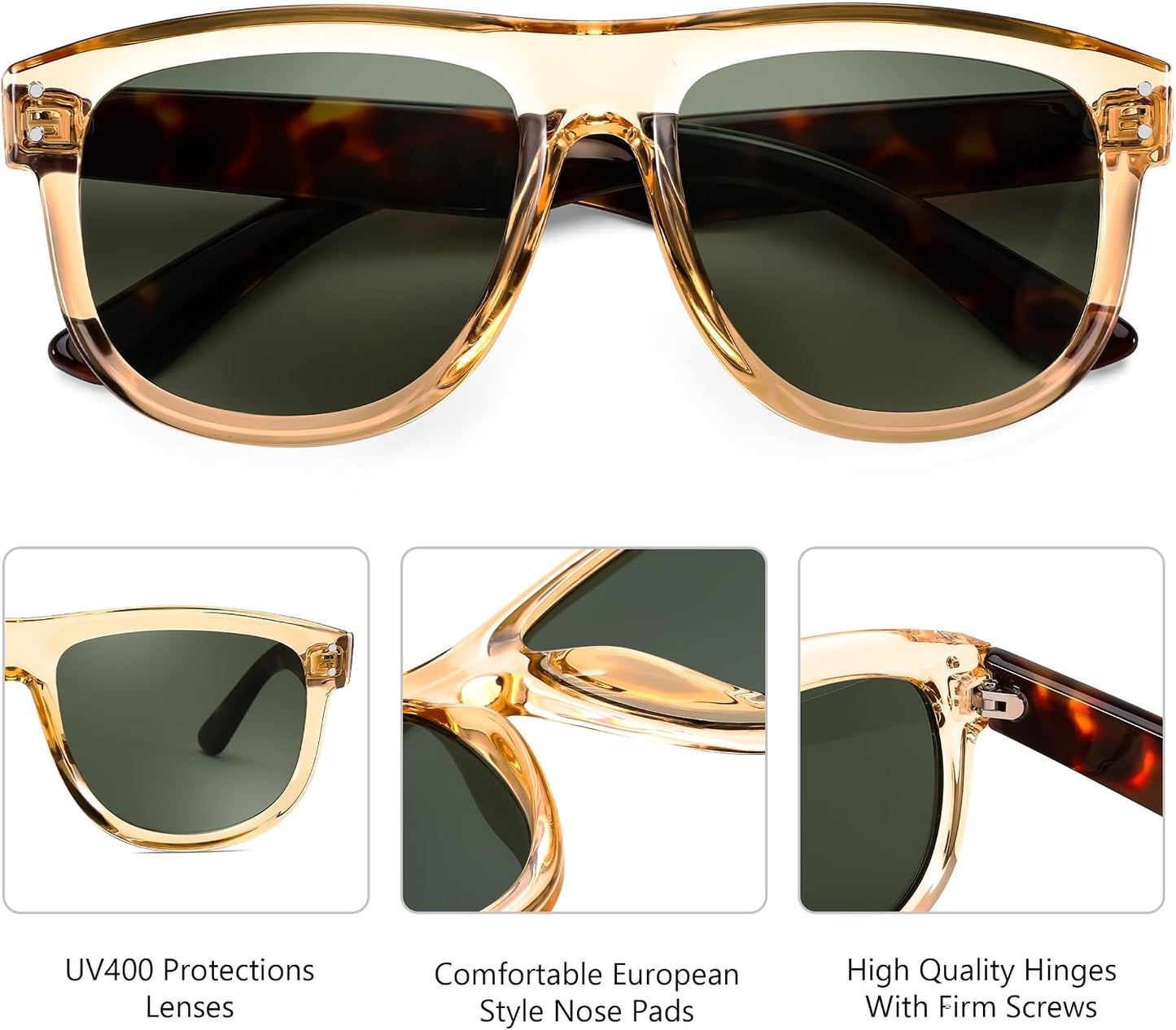 商品图片 16 | B0D8JDCTKS | FEISEDY Square Sunglasses for Women Men Unisex Curved Style Shades Designer Sun Glasses B0214