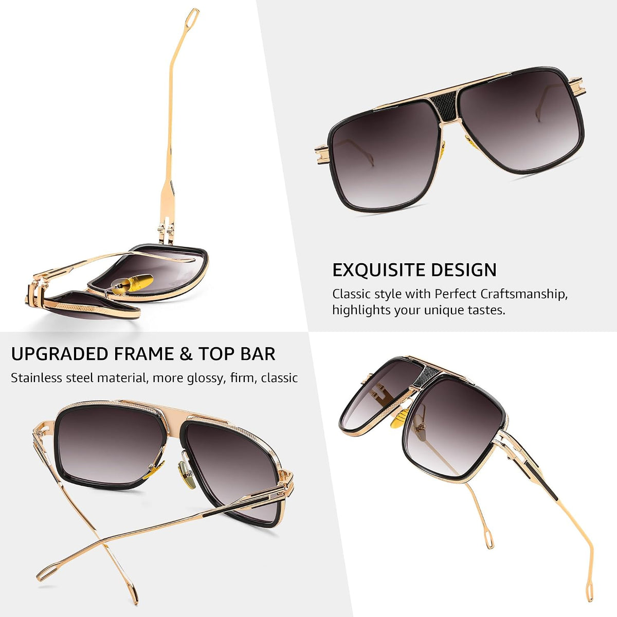 ÉÌƷͼƬ 13 | B0FLQ31HK3 | FEISEDY Sunglasses Mens Oversized Retro Metal Steampunk Shades Sunnies Fishing Driving B0272