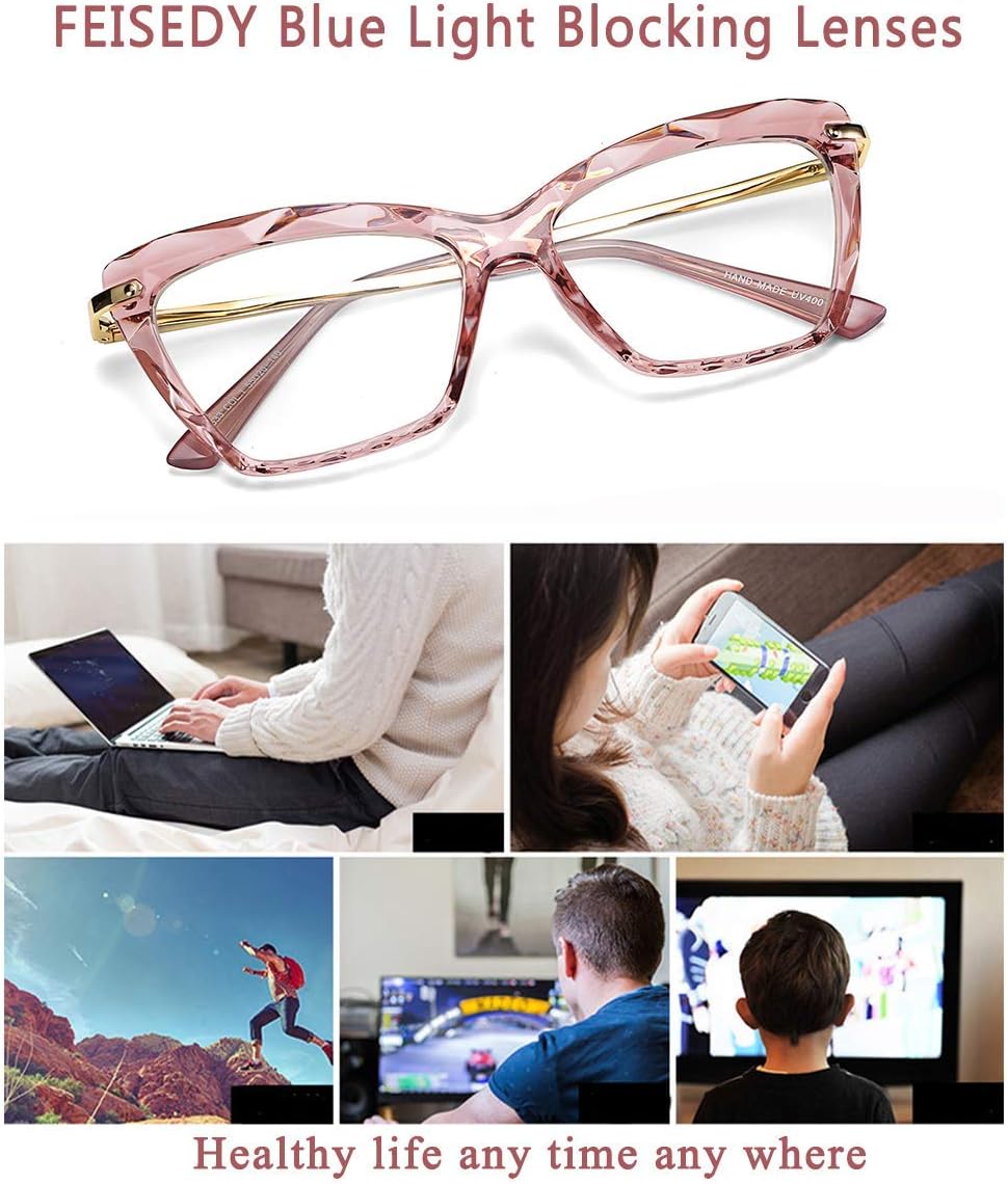 ÉÌƷͼƬ 36 | B07S9JPPPF | FEISEDY Crystal Cat Eye Glasses Frame Blue Light Blocking Computer Eyewear B2500