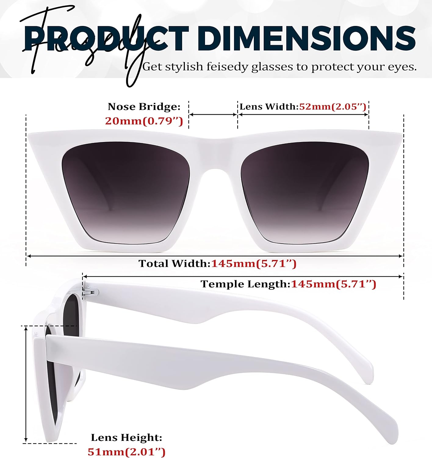 商品图片 110 | B0C5378735 | FEISEDY Vintage Square Cat Eye Sunglasses Women Trendy Cateye Sunglasses B2473