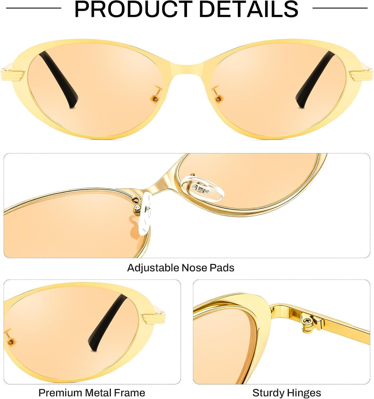 ÉÌƷͼƬ 11 | B0GVDPV1W4 | FEISEDY Metal Oval Sunglasses UV400 Protection for Women and Men B0429