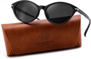 Glossy Black Frame & Gray Lenses / 52 Millimeters | B0HBTYCMKL | FEISEDY Retro Polarized Cat Eye Sunglasses for Women Men UV400 B0466