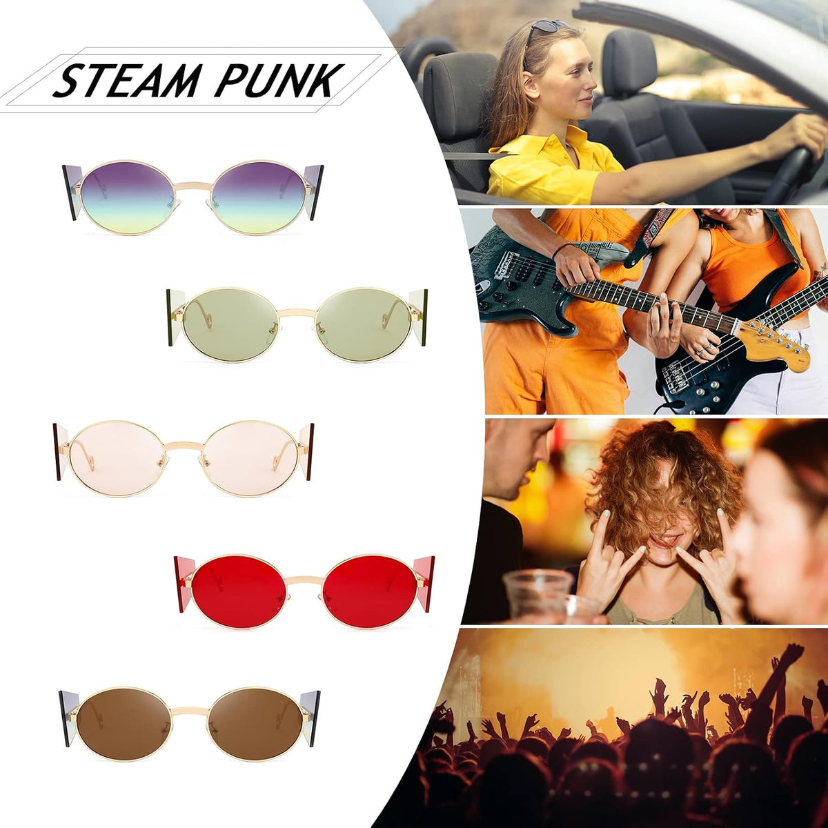 ÉÌƷͼƬ 8 | B09J2PH4YP | FEISEDY Women Men Futurisitc Hipster Round Sunglasses Polygon Trapezoid Side Shields Delicate Metal Frame B2825