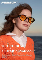 ÉÌƷͼƬ 10 | B0DGGB7Z8F | FEISEDY Retro Round Sunglasses for Women Men UV400 Protection Classic Lightweight Circle Frame Sun Glasses B0244