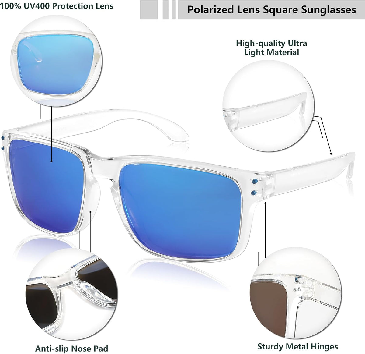 ÉÌƷͼƬ 29 | B0CS6MV9B1 | FEISEDY Men Sunglasses Polarized,Square Vintage Cycling Running Fishing Golf Hiking Sports Sun Glasses B0080