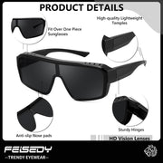 ÉÌƷͼƬ 10 | B0FWBV3SMZ | FEISEDY Oversized Square Fit Over Glasses Sunglasses for Men Women B0332