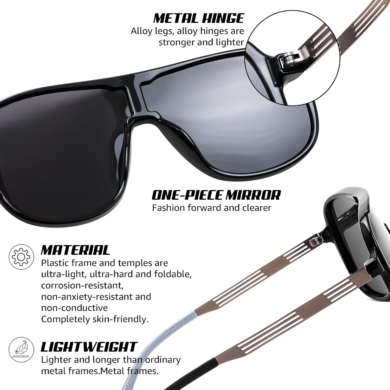 商品图片 11 | B0DSV55WLM | FEISEDY Polarized Sunglasses Men Women Mirrored One Piece Lens B0277
