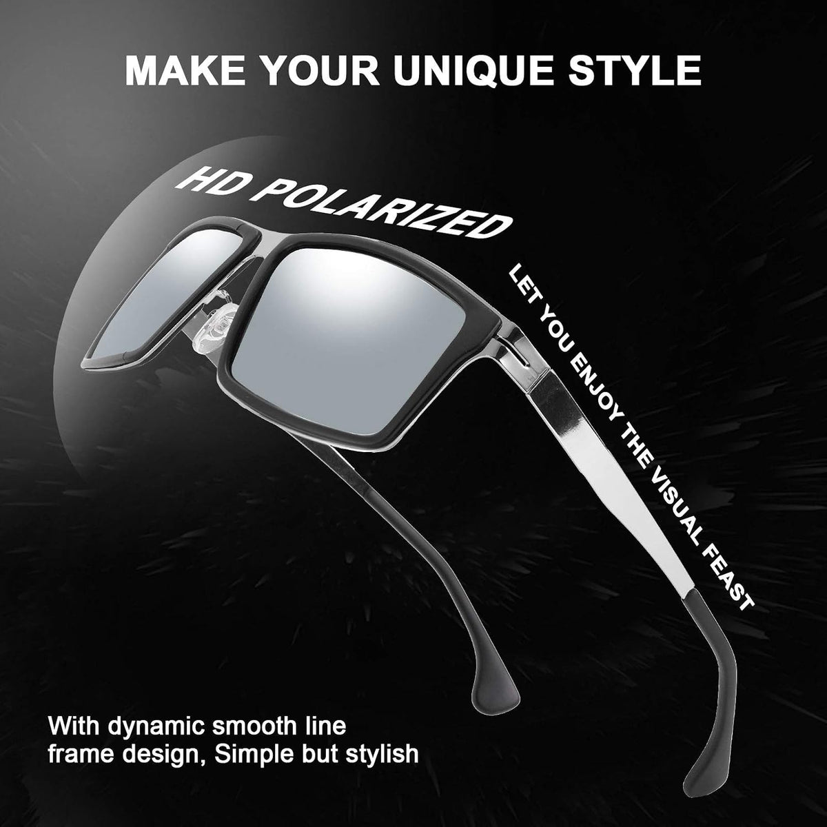 ÉÌƷͼƬ 9 | B08NWWZK7V | FEISEDY Polarized Sunglasses Rectangular Metal Ultra Lightweight Men's Sunglasses B2704