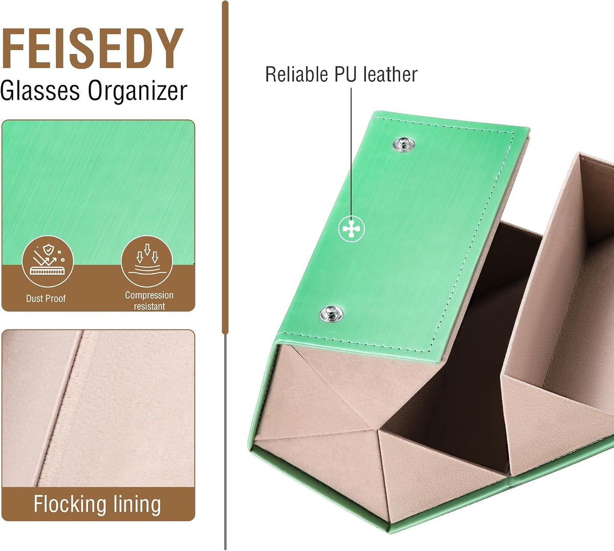 ÉÌƷͼƬ 41 | B0CSFHKMSS | FEISEDY Sunglasses Organizer 5 Slots Travel Glasses Case,Hanging Eyewear Holder Fashionable PU Leather Eyeglass Case B0087