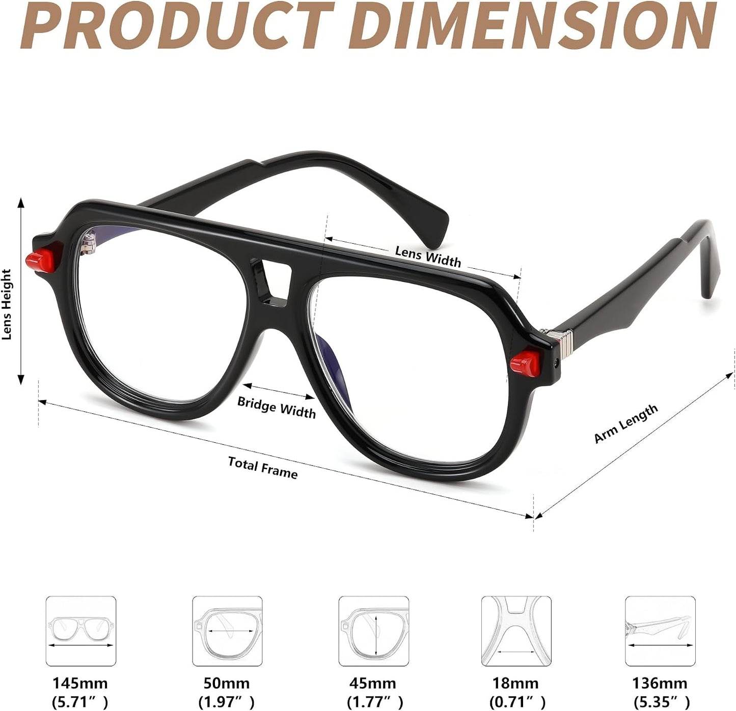商品图片 14 | B0F32R72G4 | FEISEDY Stylish Reading Glasses for Woman Men Trendy Retro Double Bridge Readers B0287