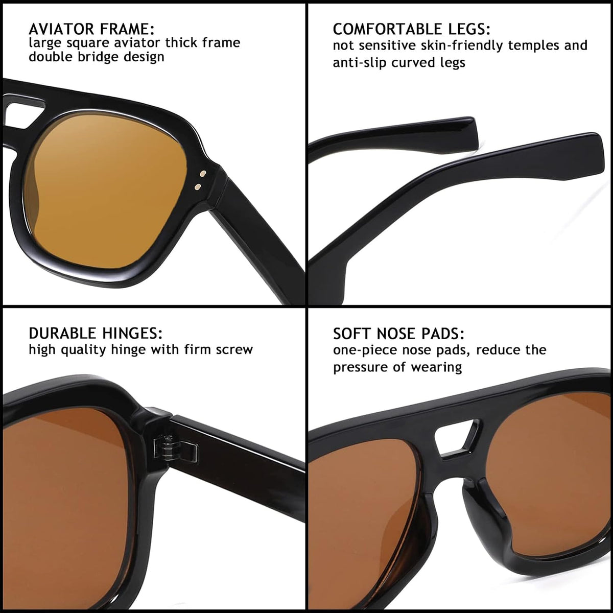 ÉÌƷͼƬ 71 | B09KV1MSHN | FEISEDY Aviator Sunglasses For Women Men Square Chunky Trendy Eyewear B2846