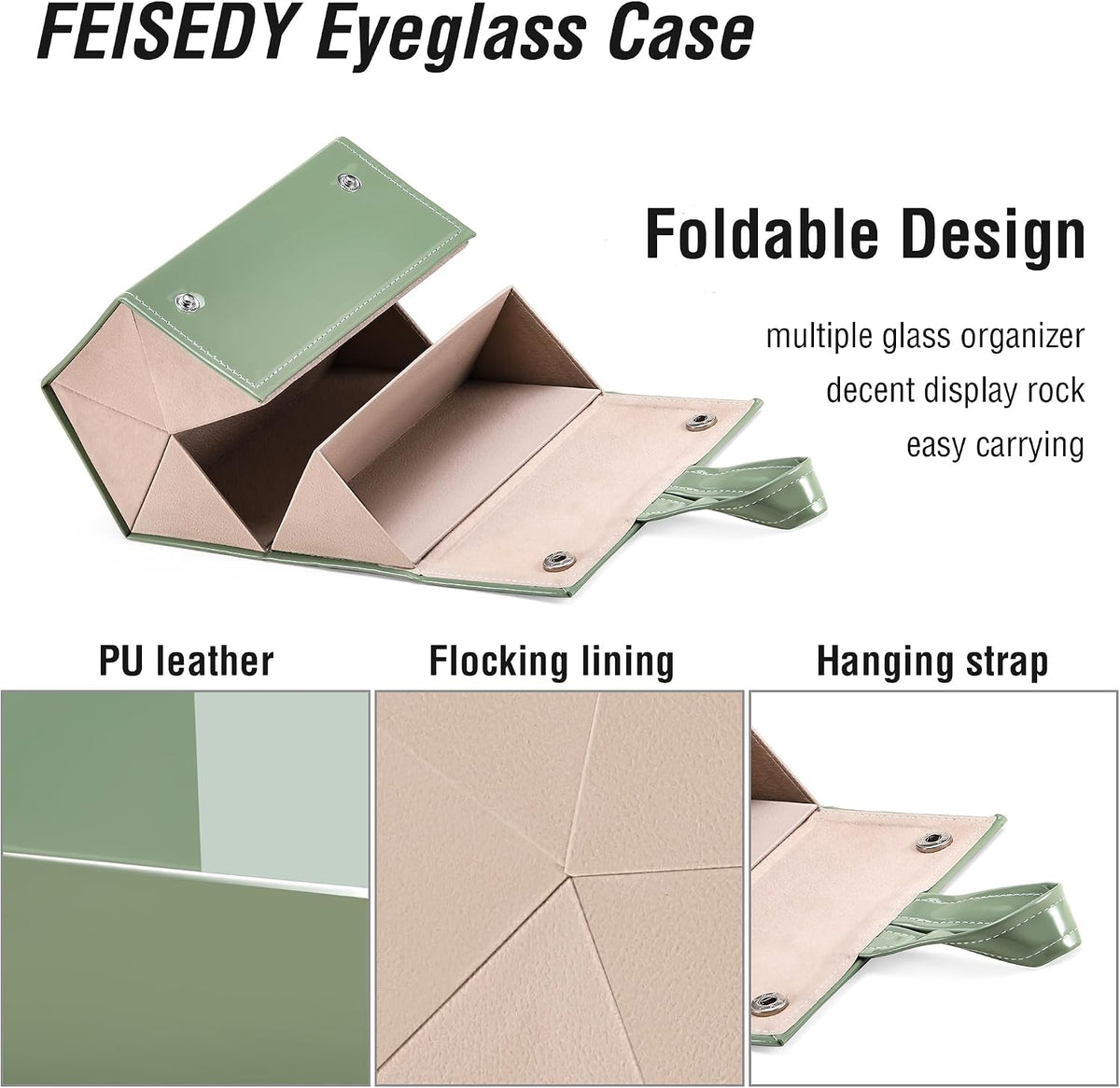 ÉÌƷͼƬ 30 | B0CSFHKMSS | FEISEDY Sunglasses Organizer 5 Slots Travel Glasses Case,Hanging Eyewear Holder Fashionable PU Leather Eyeglass Case B0087
