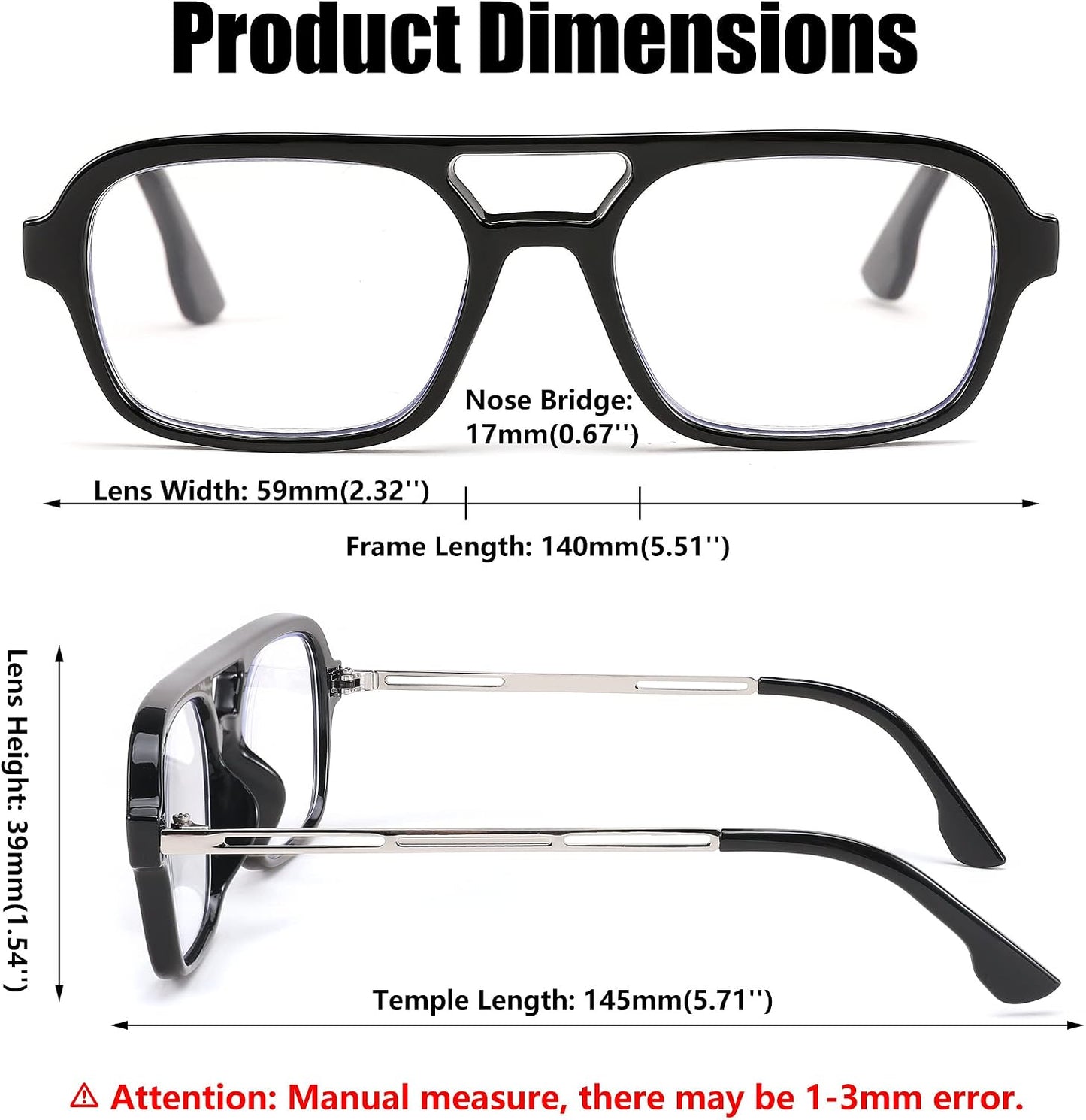 商品图片 7 | B0C65DXFMC | FEISEDY Retro Square Blue Light Blocking Reading Glasses for Women Men 70s Flat Aviator Glasses Anti-Fatigue Reader B2993