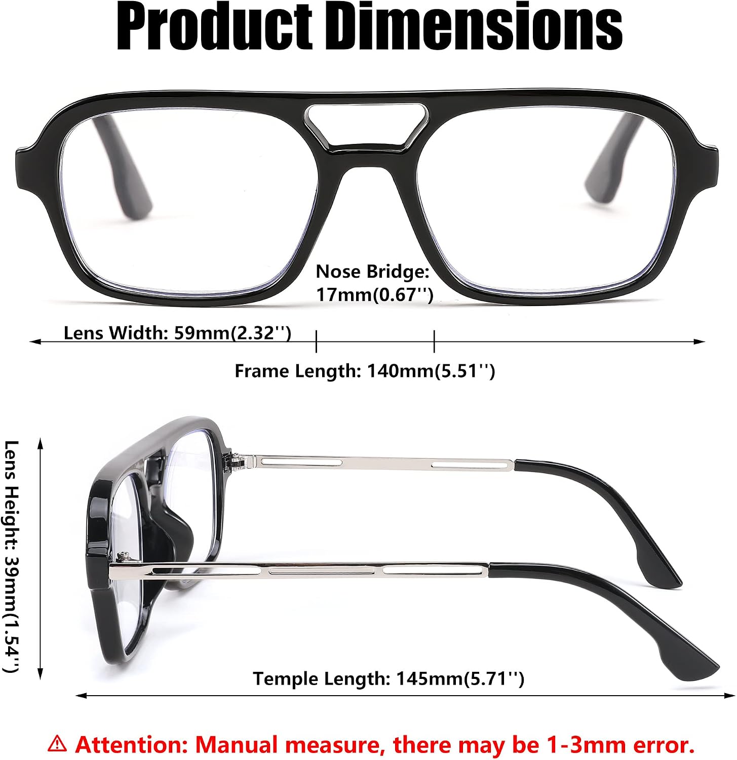 商品图片 7 | B0C65DXFMC | FEISEDY Retro Square Blue Light Blocking Reading Glasses for Women Men 70s Flat Aviator Glasses Anti-Fatigue Reader B2993