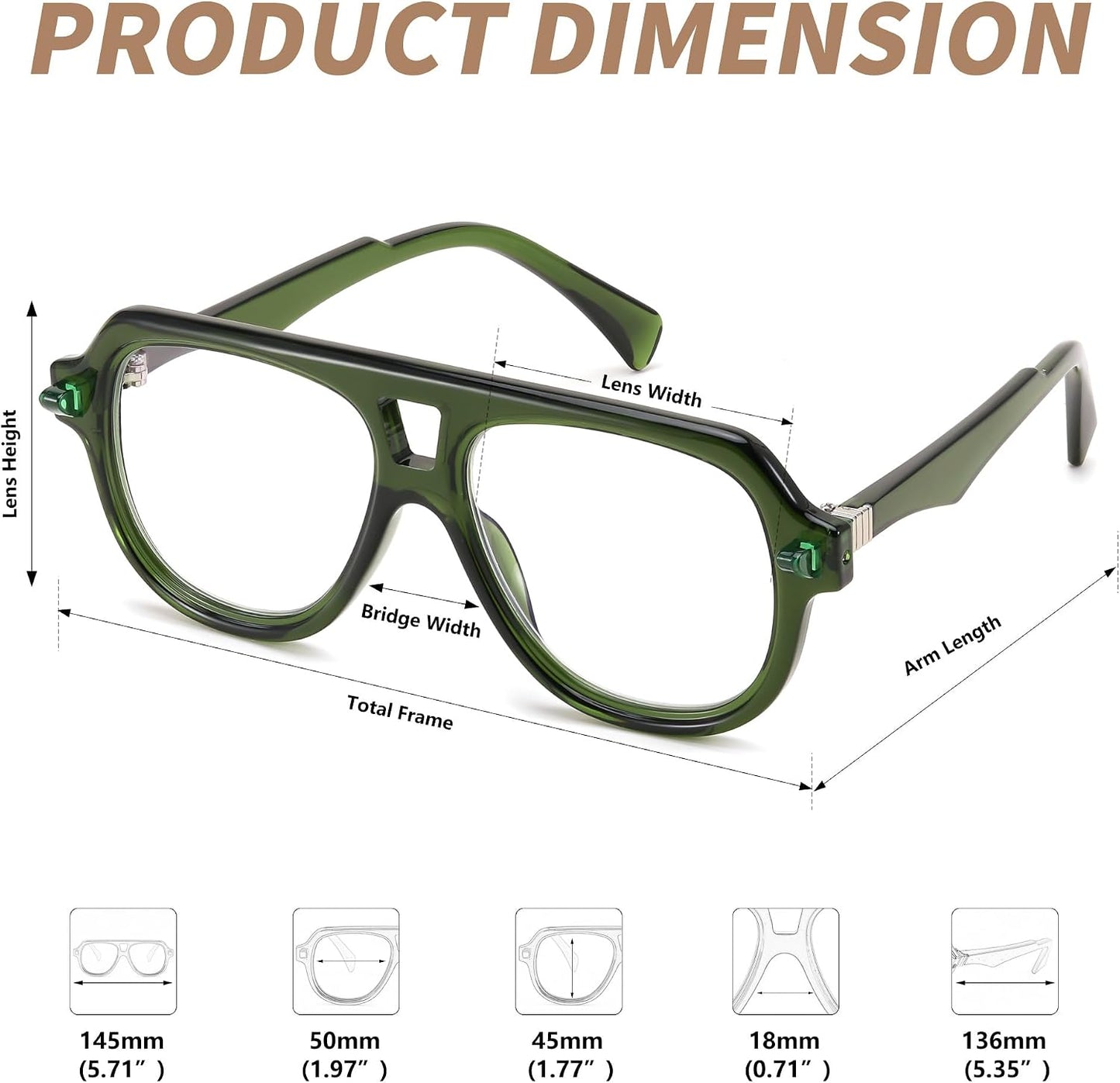 商品图片 22 | B0F32R72G4 | FEISEDY Stylish Reading Glasses for Woman Men Trendy Retro Double Bridge Readers B0287